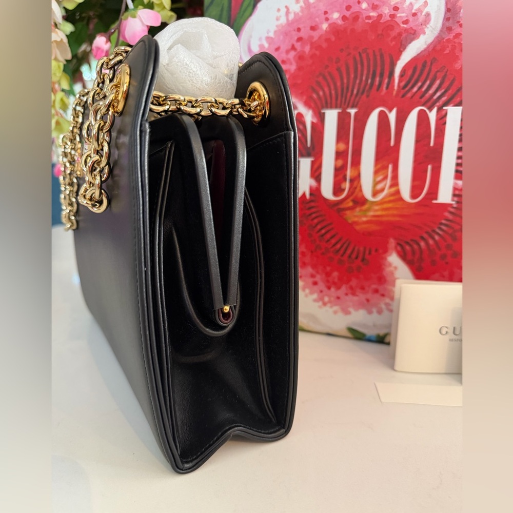 Gucci NWT Zumi Embellished Leather Shoulder Bag In Black ~ Full Inclusion - Picture 8 of 16